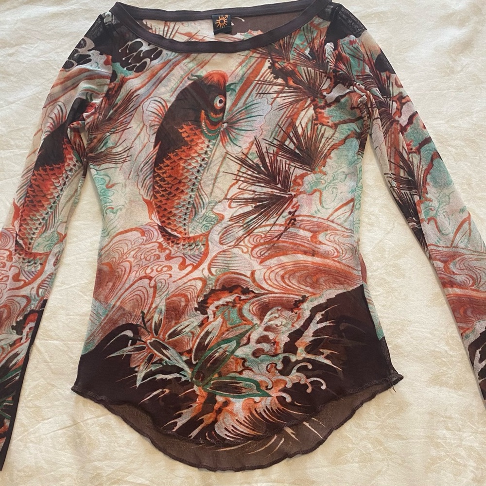 Jean Paul Gaultier netting, boat neck, size M long sleeves top.